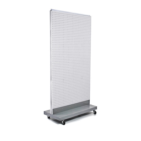 Azar Displays Two-Sided Double Pegboard Floor Display on Wheeled Base 700732-WHT